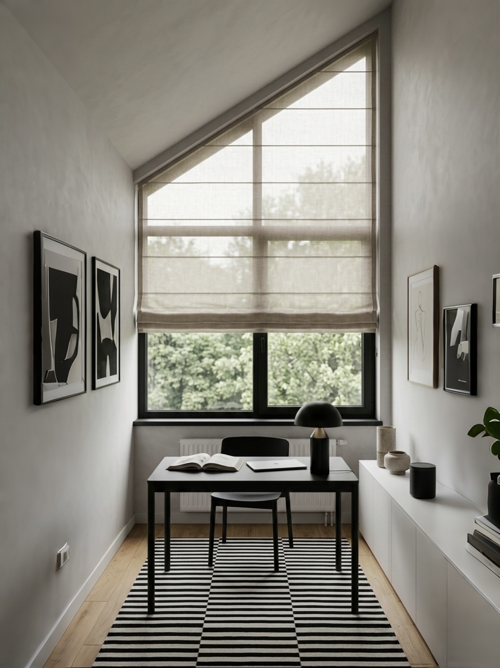 Электрокарниз Onviz для римских штор на фронтонные окна